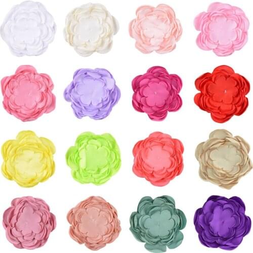 4pcs 10cm Burned Edges Satin Fabric Flower for DIY Crafting Wedding Clothes Head Wrap Hairband Decorations