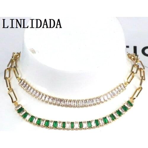 5Pcs Fashion Crystal Zircon necklace chokers jewelry gold link chain necklace for women gift