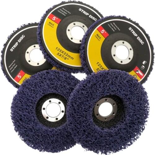 5Pcs 5" 125mm Poly Strip Disc Wheel Car Paint Rust Removal Clean Angle Grinder Grinding Abrasive Wheels