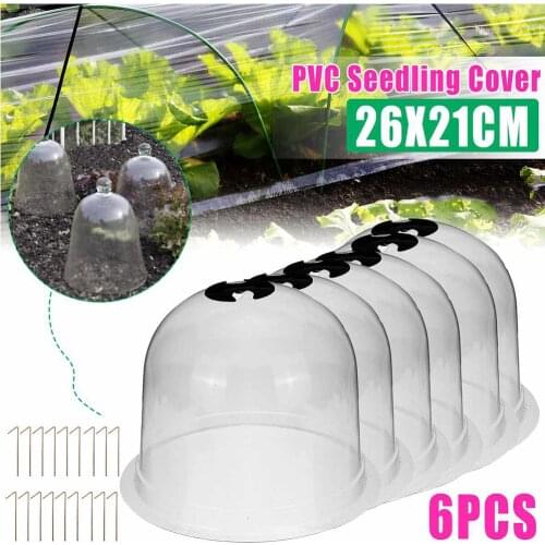 6pcs/Set Reusable Plastic Greenhouse Garden Cloche Dome Plant Covers Frost Guard Freeze Protection For Outdoor Garden