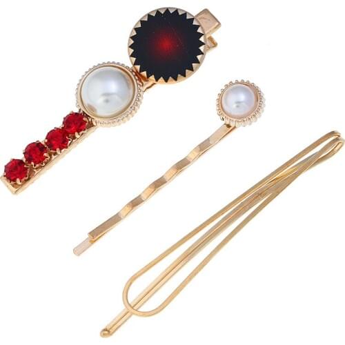60set/lot 3pcs/set DIY Multi Retro Pearl Drill Hair BB Clip Suits Cartoon Scrub Hairpins Hair Accessories HA1120