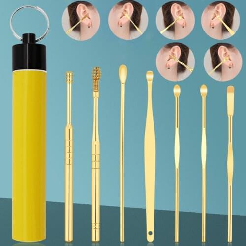 7Pcs/Set Ear Cleaning Ear Pick Kit Spiral Ear Scoop Ear Care Ear Wax Removal Kit New
