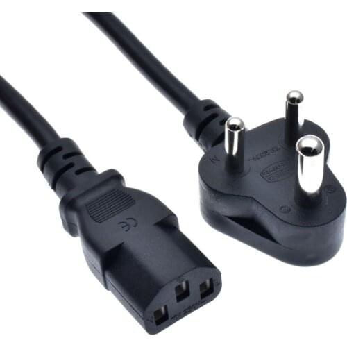 IEC320 plug adaptor India power cord 1.5M 18AGW for Desktop Printers Monitors 10A 250V
