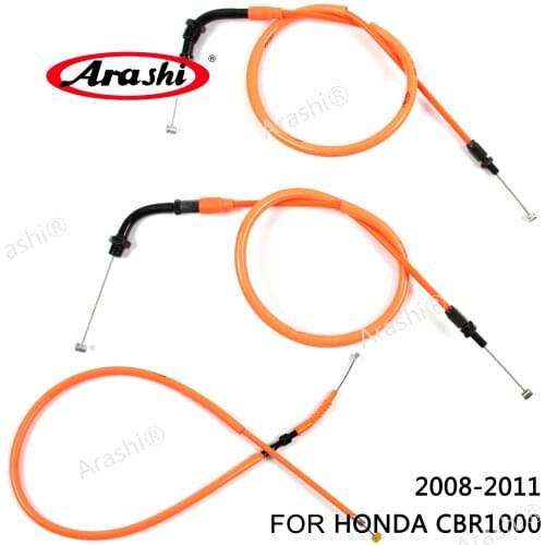Arashi Motorcycle Accessories Throttle & Clutch Cables Stainless Lines for HONDA CBR1000 2008 2009 2010 2011 CBR 1000 RR 1 Set