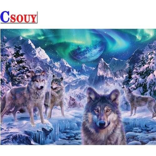 Animal Diy Diamond Painting Blue Wolf Diamond Mosaic Drawing Full Square Round Drill Diamond Embroidery Cross Stitch Home Decor