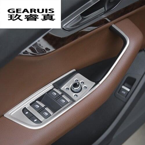 Car styling door armrest panel covers trim window glass lift buttons frame stickers For Audi q7 2016-2018 auto Accessories LHD