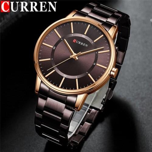CURREN Sport Men Watch Top Brand Luxury Gold Coffee Military Business Male Clock Stainless Steel Quartz Man Wristwatch Gift 8385