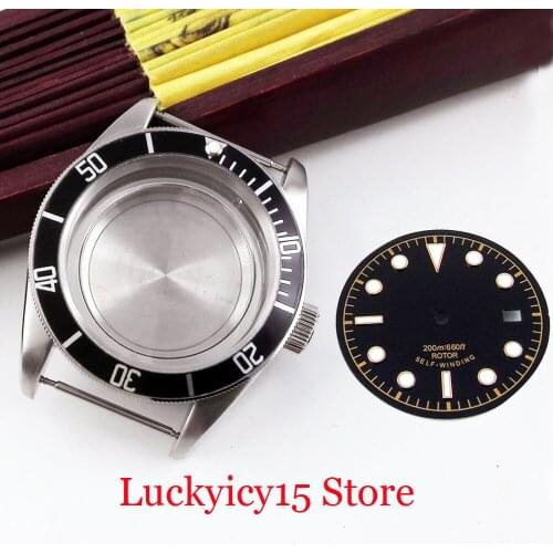 Top Brand Watch Case with Sapphire Glass Bezel + Black Sterile Watch Dial Fit ETA 2836 MIYOTA Movement
