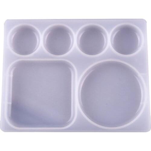 Color Palette Flat Sqaure Round Silicone Epoxy Resin Mold Jewelry Making Tools