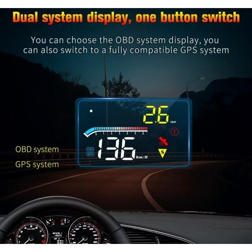 M17 hud obd head up display OBD2 GPS Dual System Windshield Speed Projector Security Alarm Water temp Overspeed RPM Voltage NEW