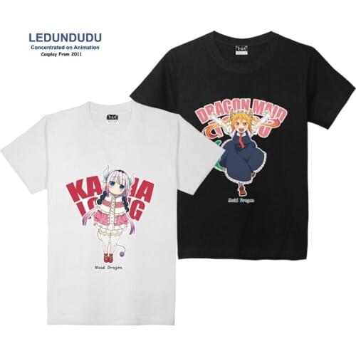 Miss Kobayashis Kobayashi san Chi no Maid Dragon Kanna Kamui Print T-shirts Men Fashion Short-Sleeve Tees Lucoa Plus Size Tops