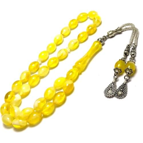 Islamic Tasbih Muslim Rosary Beads 33 Prayer Rosary For Men Bracelet For Men Accessory amber oltu amber stone Handmade Turkey