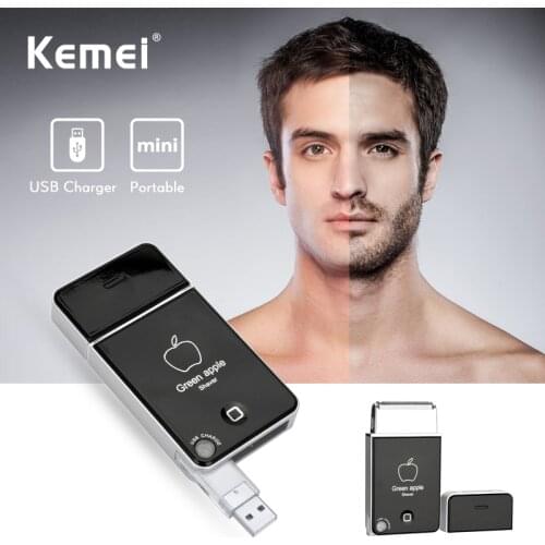 Kemei Electric Shaver for Men Apple Shape USB Charging Razor Face Shaver Electric Beard Trimmer Removal Hair Shaving Machine
