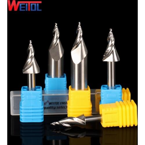 Weitol 6mm taper ball nose end mill cutter Acrylic two flute Ball Nose CNC Router Bits milling cutter cutting tools