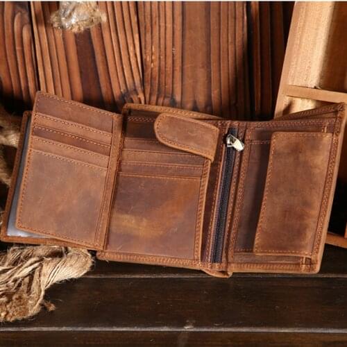 Genuine Leather Wallet for Men Mini Money Bags Short Purse Credit Card Holder Cash Coin Pocket Male Small Solid Standard Wallets