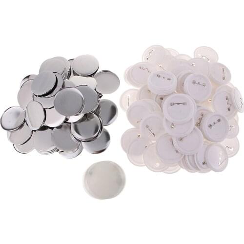 100 Sets 58mm Round Pin Badge Button Parts Supplies for Button Maker Badge