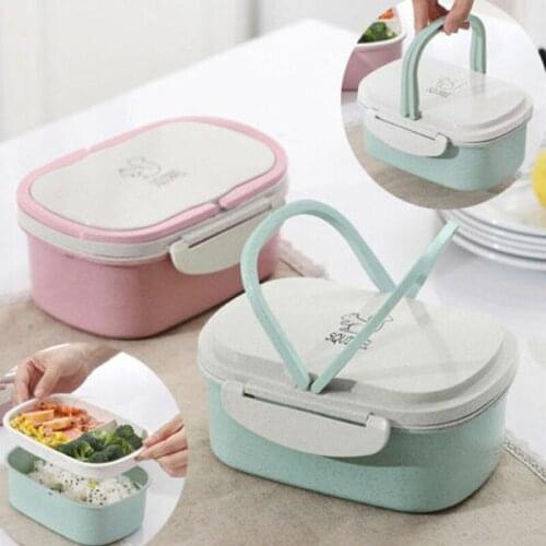 Lunch Box Food Container Portable Picnic Wheat Straw Microwave Bento Kids Lunchbox Snack Korean Sealed Student Plastic Food Box