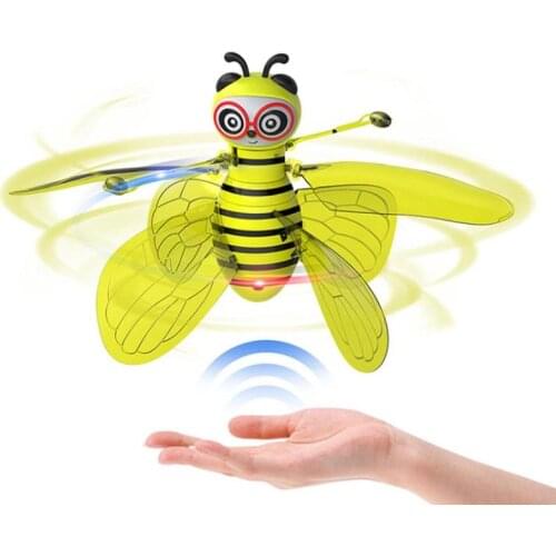 Cute Bee Mini Helicopter Electronic Infrared Induction Aircraft Gesture Suspension Sensor Small Bee Aircraft Kids Toys Gift