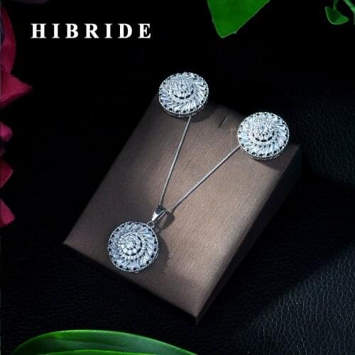 Trendy Luxury Round Cubic Zirconia Crystal CZ Engagement Jewelry Sets For Women Wedding DUBAI Bridal Jewelry Sets N-255