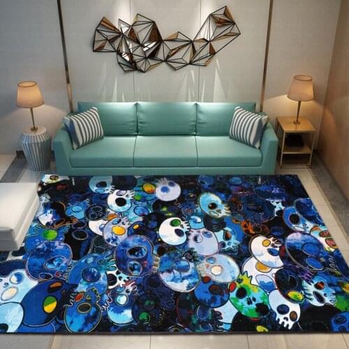 Cartoon Skull Living Room Carpet European American Retro Bedroom Bedside Mats Kitchen Bathroom Non-slip Mats