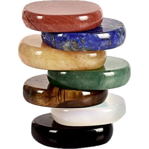 Natural Chakra Palm Worry Stone Energy Stone Hands Massage Reiki Healing Crystal for Spirituality Mediation Finger Stress Relief