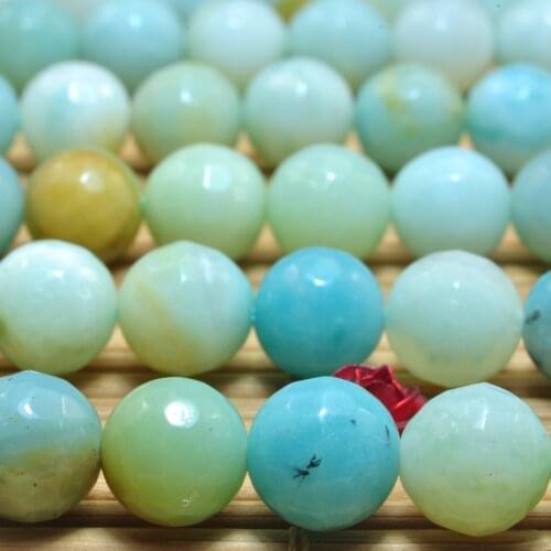 Natural Amazonite Faceted Round Loose Beads Wholesale Gemstone Semi Precious Stone Bracelet Necklace Diy Jewelry Making Design
