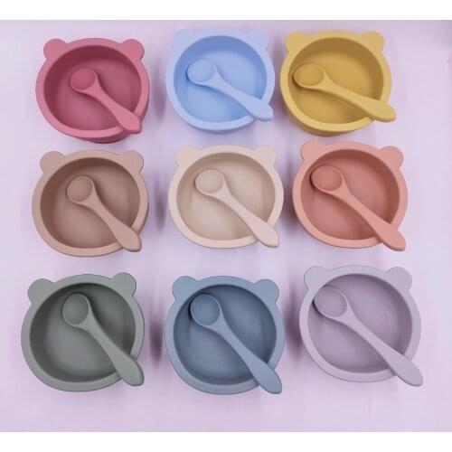 New Arrival Cat Shape Bowls 100% Food Grade Bear Shape Spoon Fork Silicone Collapsible Bowl For Camping