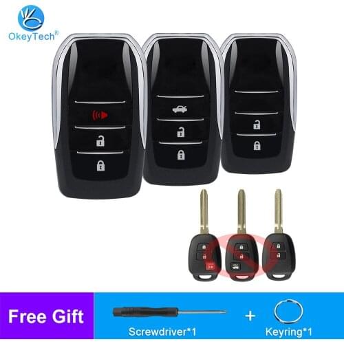 OkeyTech For Toyota Reiz Corolla Camry RAV Prado 2014 2015 Modified Flip Folding Remote Control Car Key Shell Case TOY43 Blade