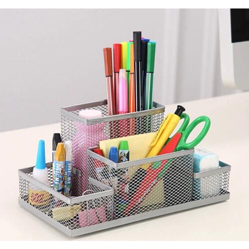 1PC Fashion Multifunctional Office Stationery Desk Organizer Mesh Collection Pen Holder Organizer Box For Birthday Gift