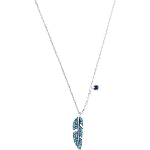 925 Sterling Silver Blue Crystal Leaf Charm Pendant Necklace For Women Wedding Jewelry Choker Collar dz253