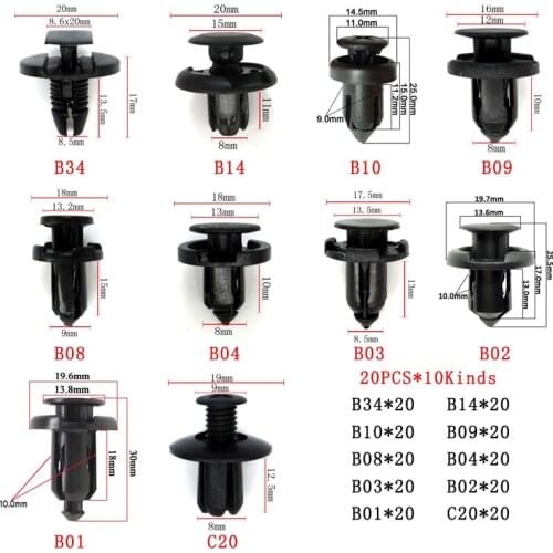 200pcs Plastic Mixed Auto Fastener Vehicle Car Bumper Clips Retainer Rivet Door Panel Fender Liner For Toyota Honda Ford