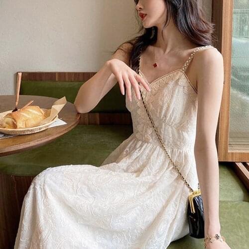 Korean Fashion Womens Summer Dress Sleeveless Elegant Midi Strap Dress Design Vintage Evening Party Dress Females Office Ladies