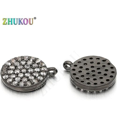 10mm High Quality Micro Pave Cubic Zirconia Pendant Charms for Jewelry Findings Making, Hole: 0.5mm, Model: VD37