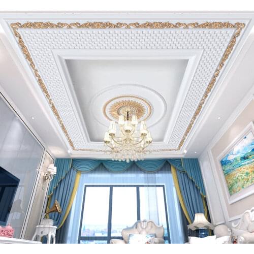 Ceiling wallpaper rolls for wall 3d Golden plaster carving for living room bedroom wall papers home decor ceiling wallpapers