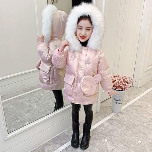 New Quality Baby Girls Winter Outerwear Coat Plus Thick Outwear Warm Hooded Girls Down Cotton Parkas 3 Colors Size For 110-150