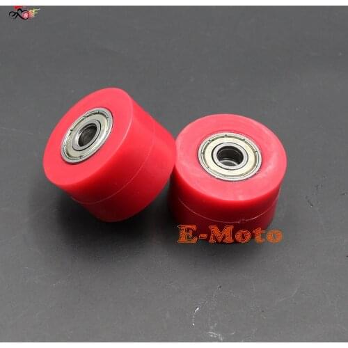 Red 8mm Chain Roller Tensioner Pulley Wheel Guide For CRF YZF RMZ KLX