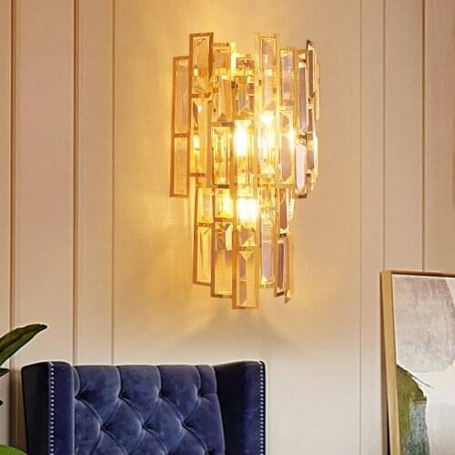 Light luxury crystal wall lamp bedroom bedside wall lamp simple living room TV background wall aisle wall lamp