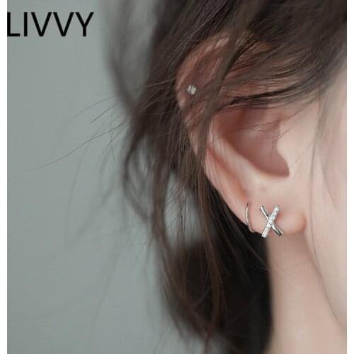 LIVVYSilve Color X-Shape Ear Bones Clip Simple Cross Earrings Bride Elegant Jewelry Woman Party Gift Used To Decorate Ear Region