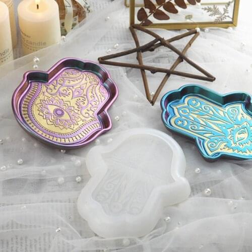DIY Tray Silicone Mold Resin Hand Palm Dish Plate Storage of Fatima GodS Eye Crystal Epoxy Crafts Handmade Jewelry Tools