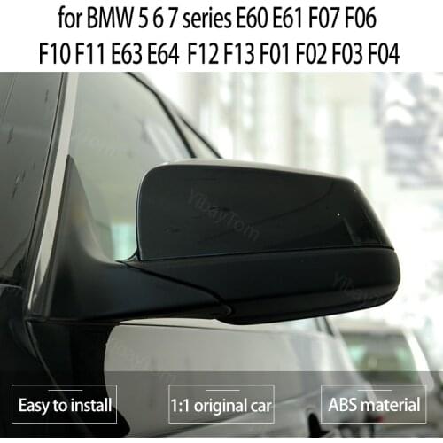 Replacement Horn Shape Carbon Fiber Look Mirror Cover for BMW 5 6 7 E60 E61 F07 F06 F10 F11 E63 E64 F12 F13 F01 F02 F03 F04