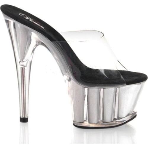 Stylish 15cm high heel sandals with transparent soles in fashionable colors for a new sexy womens style sandals