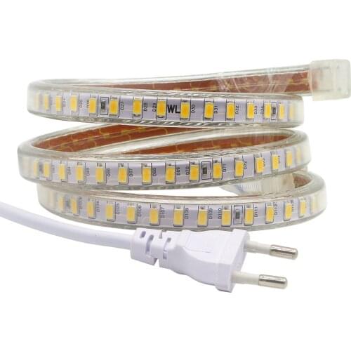 Waterproof IP67 AC220V LED Light Strip Diode Tape 5630 SMD 120LEDs/M Flexible LED Rope Lights Outdoor Garden Courtyard Decor