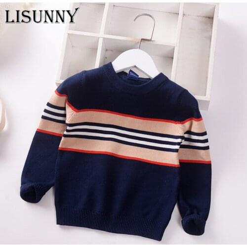 Boys Sweater Pullover 2021 Autumn Winter England Style COTTON Kids Striped Children Baby o-Neck Sweater Fashion Clothes 2-7y