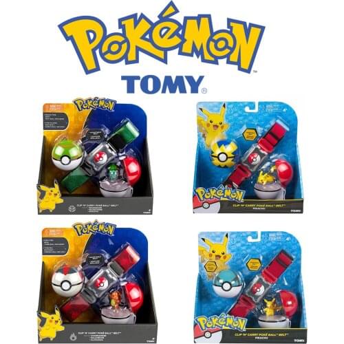 TOMY Pokemon Genuine Elf Ball Belt Pikachu Pokeball Pocket Monster Variant ModelToy Set cosplay Action Figure Model Kids Toy