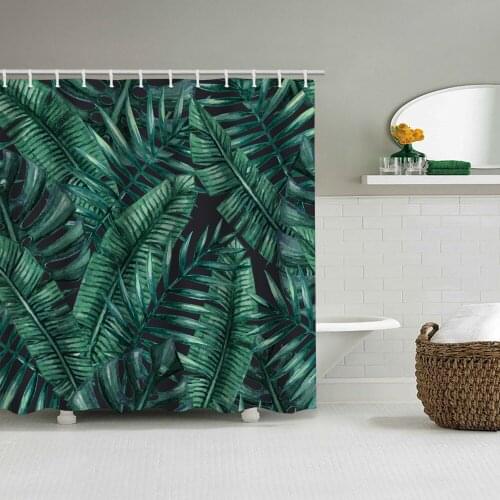 Tropische planten douchegordijn groene bladeren polyester waterdicht douchegordijn zomer planten jungle groen blad decoratie bad
