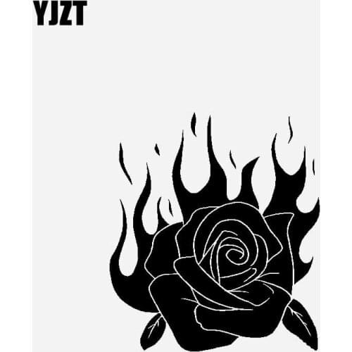 YJZT 13.2CM*15CM Car Sticker Vinyl Decal Rose Creative Design As Passionate As Fire Black/Silver C23-0538