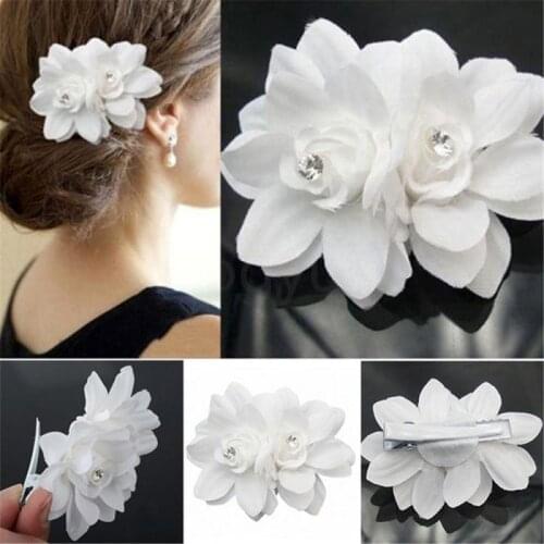 White Wedding Bridal Hair Accessories Orchid Flower Hair Clip Barrette
