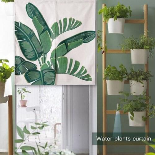 Green Plants Leaf Door Curtain Linen Tapestry Children Study Bedroom Home Decor Bedroom Kitchen Curtain