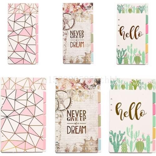 1Set Creative A5 A6 Loose Leaf Notebook Divider 6 Hole Index Separator Diary Paper Planner Binders Students Staionery Supplies