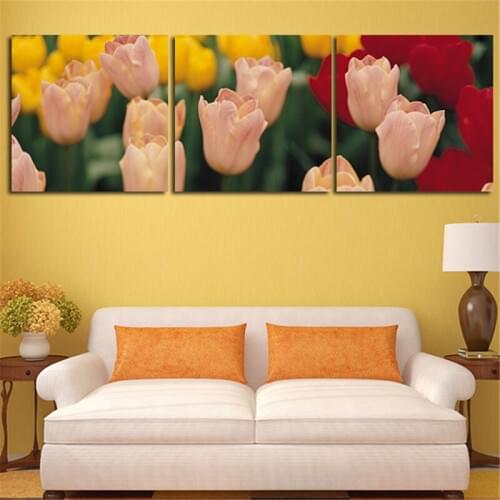 2017 3 Peice Wall Painting Home Decoration Art Pictures Tulip Flower Print Paint On Canvas For Living Room No Framed